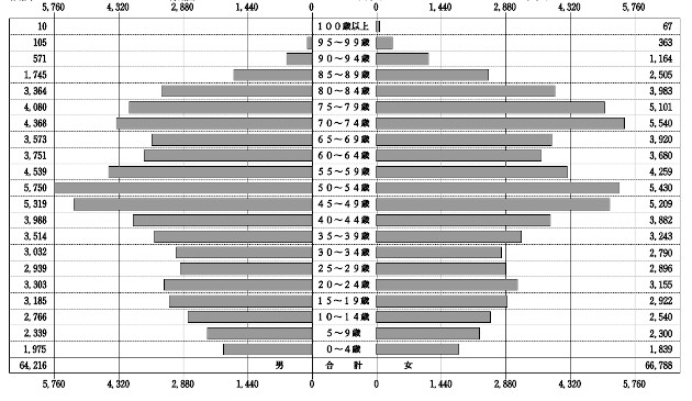 我孫子市人口ピラミッド